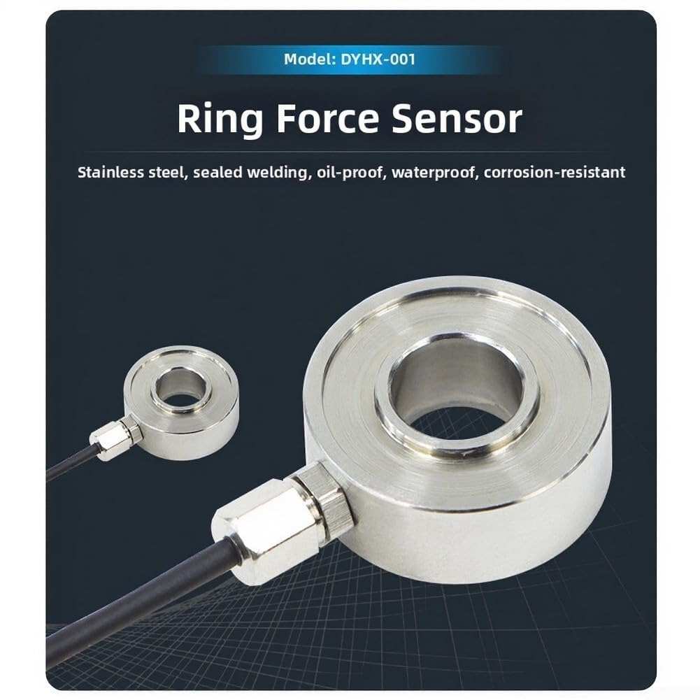 Transductor de medición de fuerza de anillo hueco 0-100kg Celda de carga de acero inoxidable para apretar tornillo Prensa Ajuste Prueba de fuerza Sensor industrial (Capacidad: 5kg)