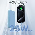 NOBIS Chargeur portable 10000mAh 25W Batterie de recharge rapide Power Bank avec câble de type C intégré, USB-C en/hors de l'entreprise, USB-A Produit avec LED Affichage pour téléphone 17 S25