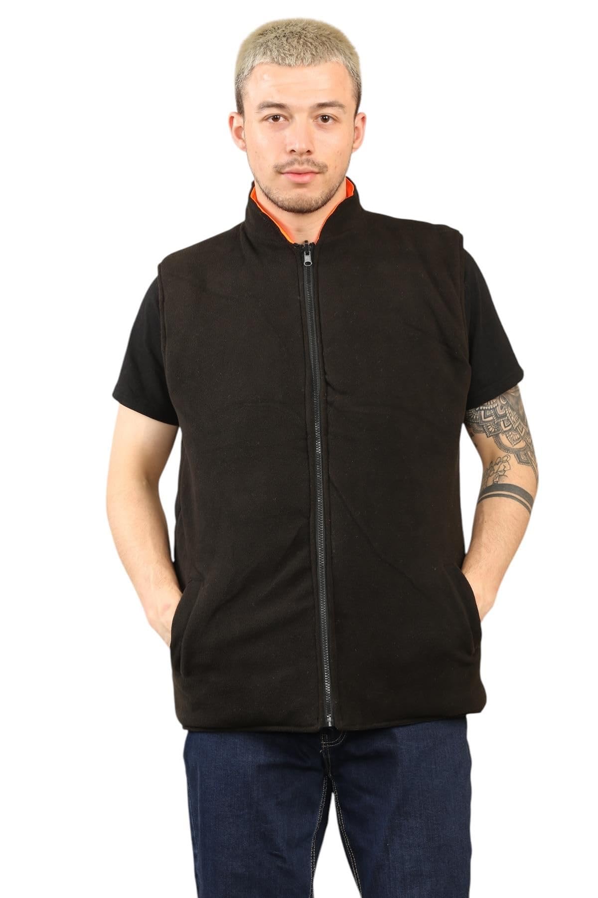 Chaleco de alta visibilidad con forro polar reversible de alta visibilidad para hombre, ropa de trabajo, chaleco de seguridad sin mangas de alta visibilidad con dos bolsillos, soporte para