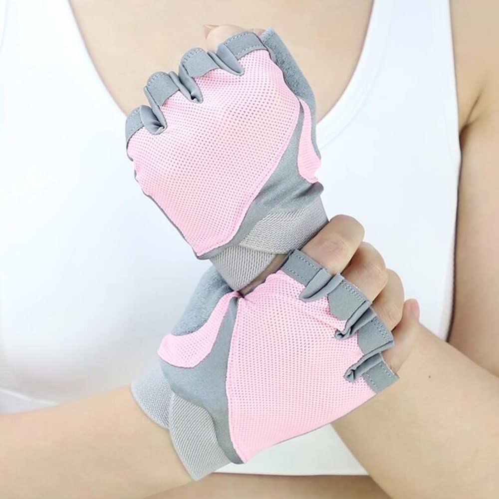 1 par de Guantes de Fitness para Mujer, Gimnasio, Levantamiento de Pesas, Ciclismo, Yoga, Culturismo, Entrenamiento, Finos, Transpirables, Antideslizantes, Guantes de Medio Dedo, Negro, S