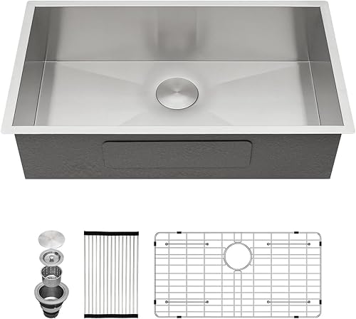 Miniatura 53 de Kichae Fregadero de lavandería de 21 x 18 pulgadas, fregadero de acero inoxidable de 12 pulgadas de profundidad para debajo de la encimera, lavabo