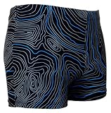 GUGGEN Mountain Herren Badehose Schwimmhose Männer kurz eng anliegend Badeshorts gestreift Print, Blau, L