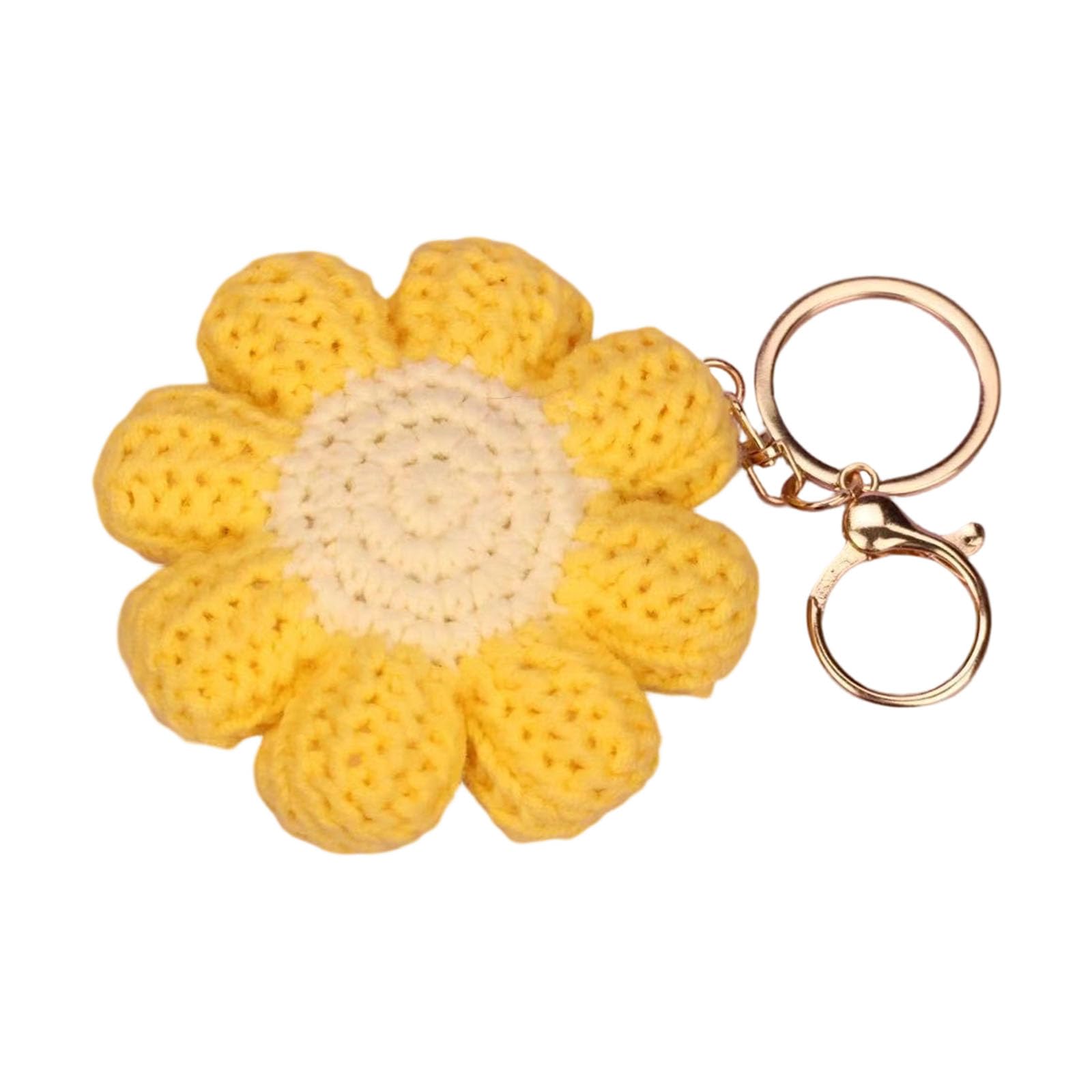 Oxxggkao Yellow Handwoven Floral Keychain Fashionable Keyring Bag Decor Gift Rings Fashionable Ornaments For Bags Woolen Yarn Thread Keyring