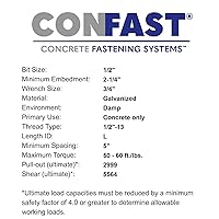 Vista 5 de CONFAST Ancla de cuña galvanizada de 1/2" x 7" (caja de 25)