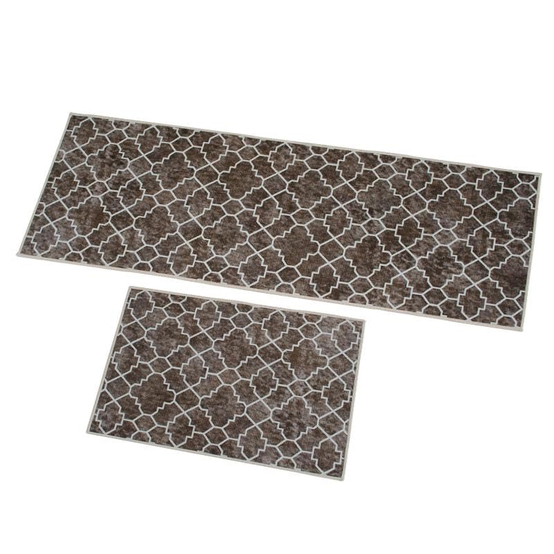 Image of HomeCloud Anti Fatigue Kitchen Rug Printed Thick Anti Slip, Washable, Big Size, Designer Folding Kitchen Mat for Home BedroomStandard Size (41 x 122 cm 41 x 61 cm) (Round Trap-Brown)