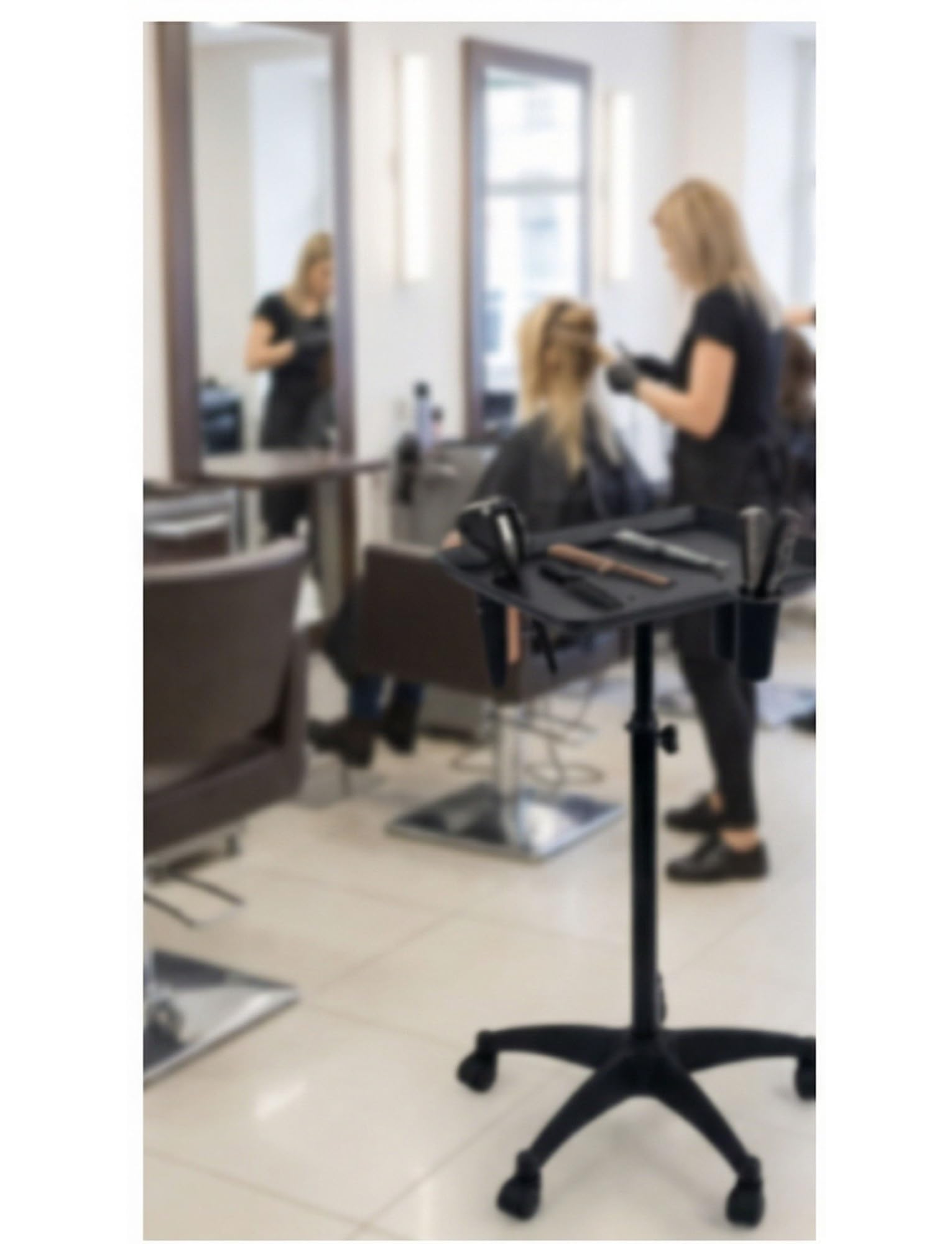 Regulowany wózek na kółkach z kółkami, mobilna stacja do użytku w salonie i spa