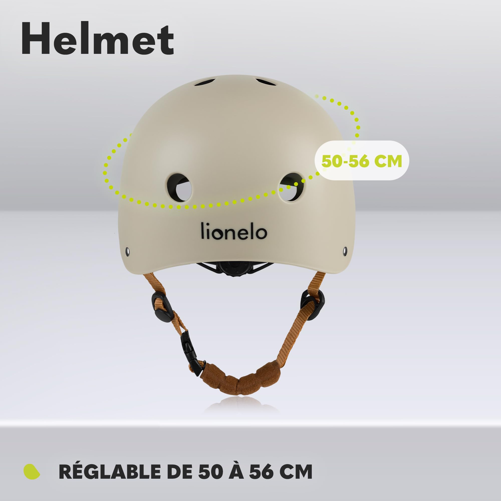 LIONELO Casque Protecteur de Vélo Enfants Réglable 50-56 cm Protège-Menton Certifié Intertek Taille S