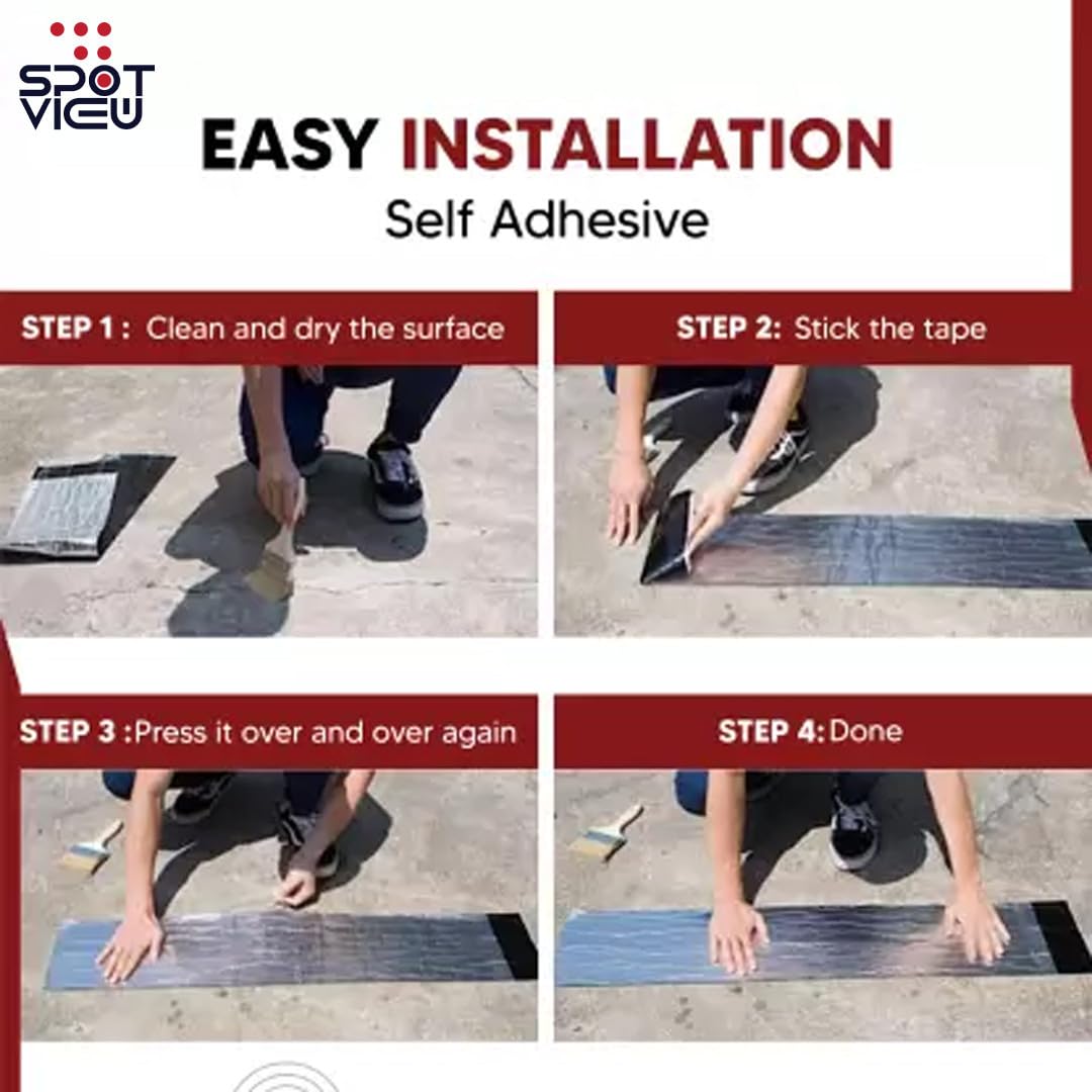 SPOTVIEW Aluminium-Coated Flex Tape - 10 CM x 2.5 M – Super Strong Waterproof Solution for Water Leakages, Premium Sealing & Repairs (Pack of 5) 1