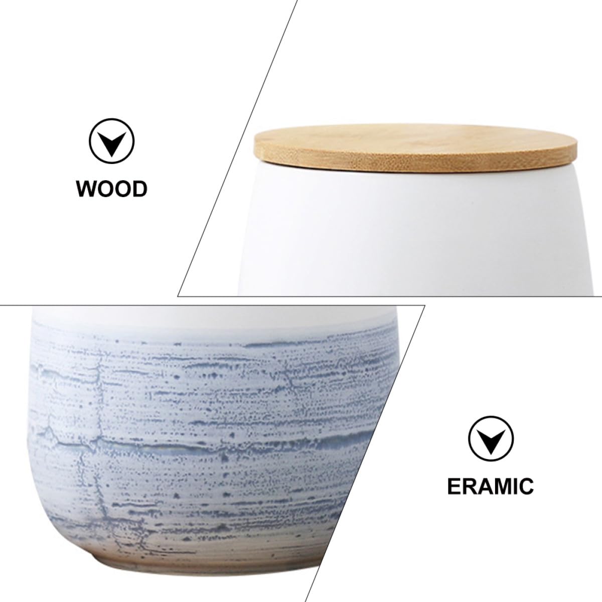 Alipis Barattolo di Ceramica Grande con Coperchio in Legno Sigillato Contenitore per la Conservazione Alimentare in Cucina Vaso per Caramelle e Alimenti Freschi Adatto per Casa e