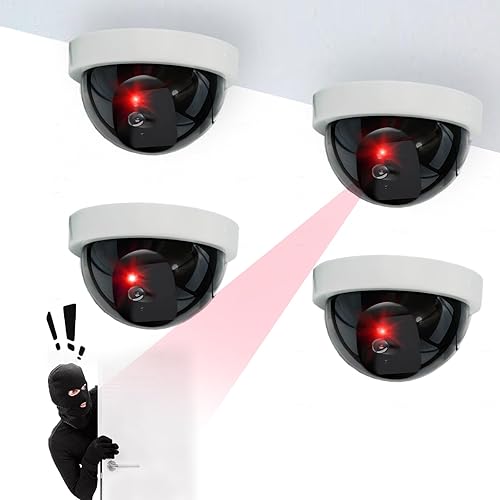 BlissKiss Cámara de seguridad falsa Sistema de vigilancia simulada realista, uso en interiores y exteriores, fácil instalación, disuasorio de robo,