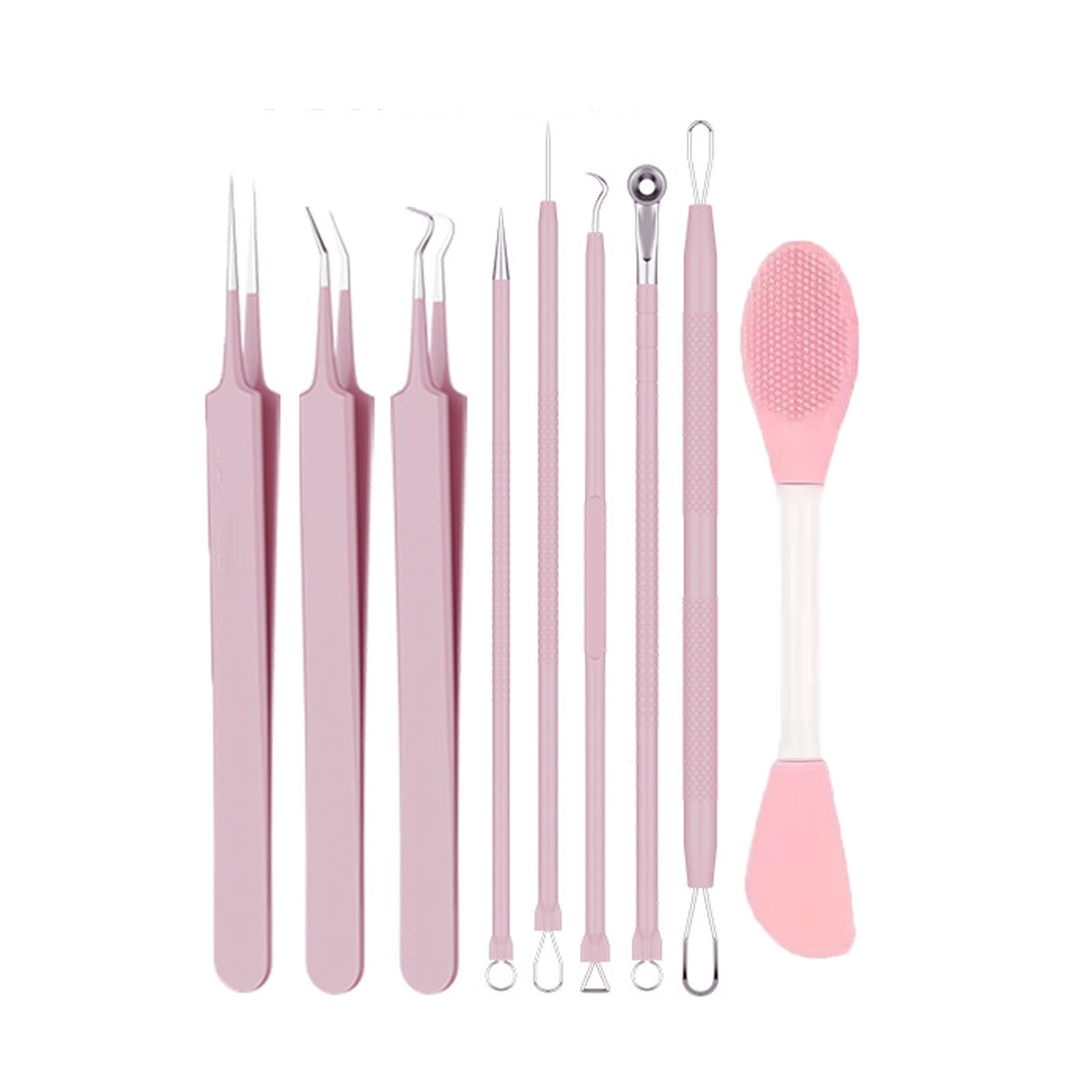 Strumento per la rimozione di punti neri, pinzette per la rimozione di punti neri, estrattore per acne, kit di strumenti per brufoli, pinzette per peli incarniti, raschietto in silicone per pulizia