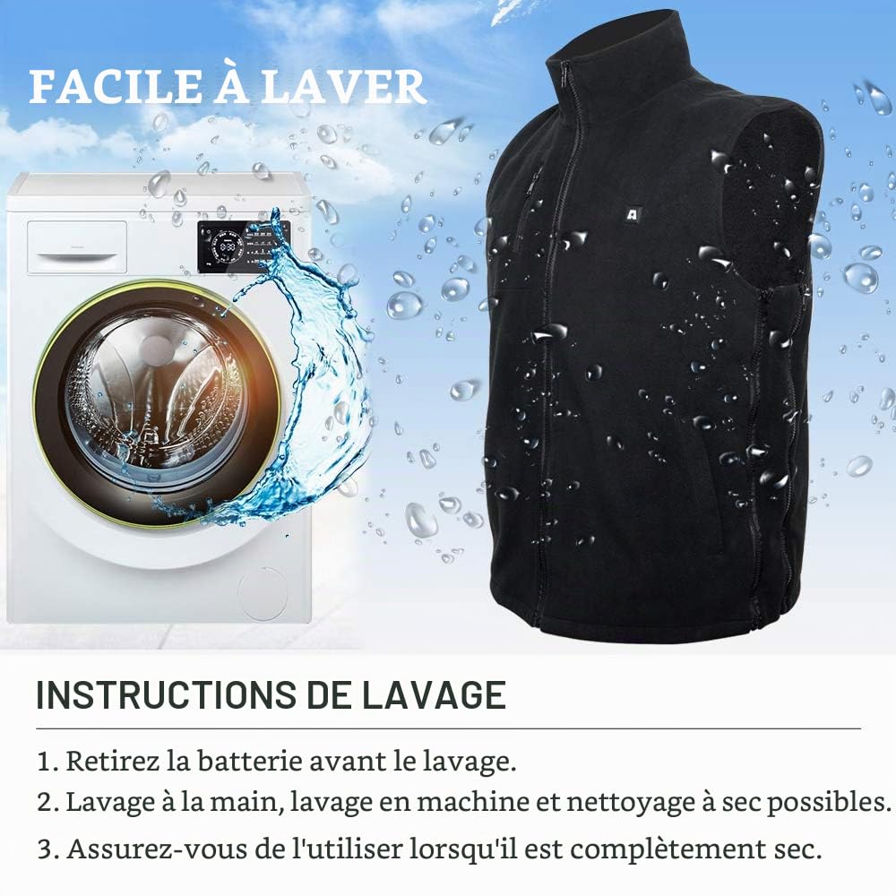 ARRIS Gilet chauffant pour hommes Gilets chauds ajustables avec bloc d'alimentation pour la randonnée, le camping, la pêche et le golf