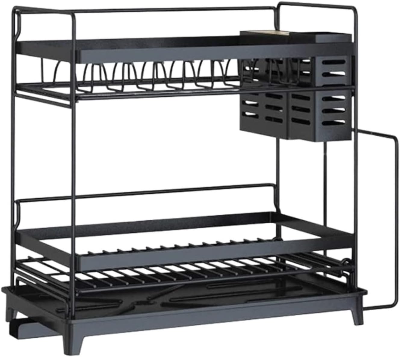 Dish Drying Rack Tableware Holder Stainless Steel Sink Drain Rack Kitchen Shelves 2-Story Dish Rack Dish Drainer Organizer Drying Rack Kitchen