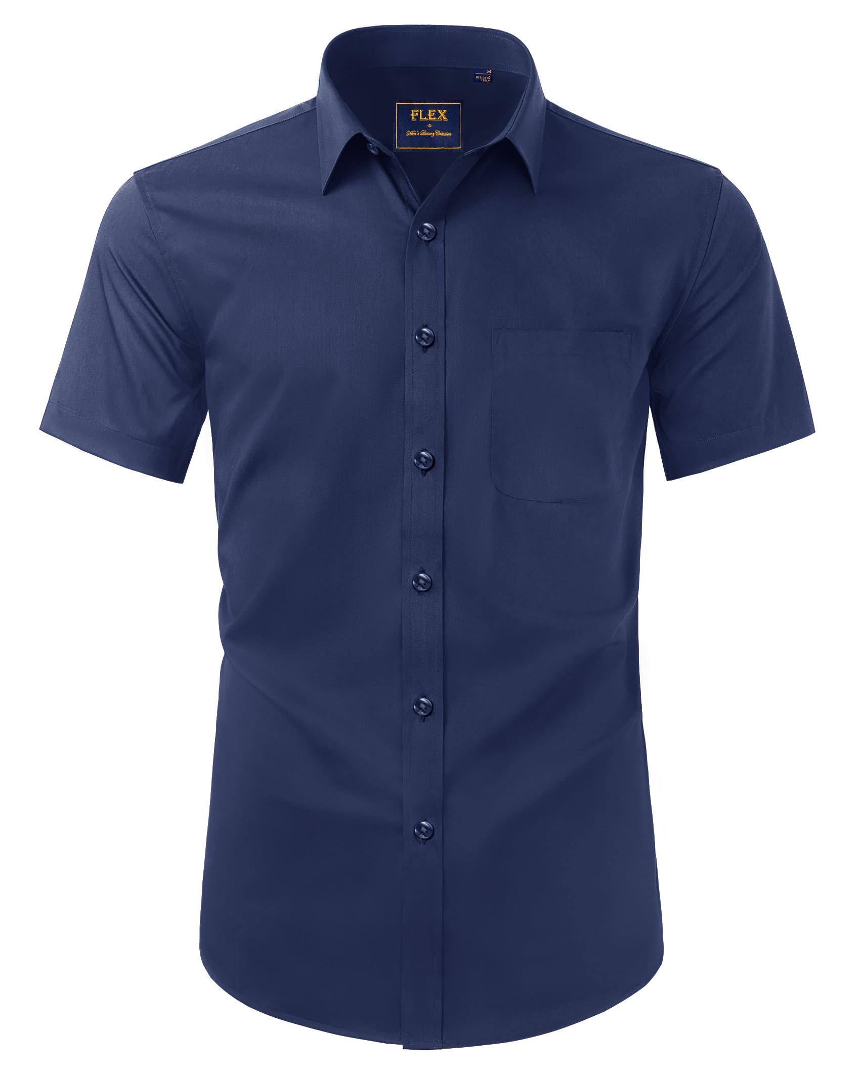Alimens & Gentle Hemd Herren Kurzarm Faltenfrei Business Regular Fit Freizeithemden Strand Sommer Tshirt mit Tasche