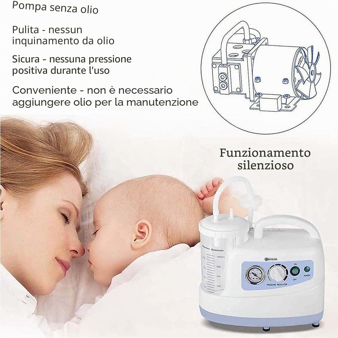 Dispositivo Di Rimozione Del Muco Di Aspirazione Automatica Dell'espettorato Elettrico Dispositivo Di Rimozione Del Muco Contenitore Di Aspirazione 1000 Ml per Casa Medica per Anziani