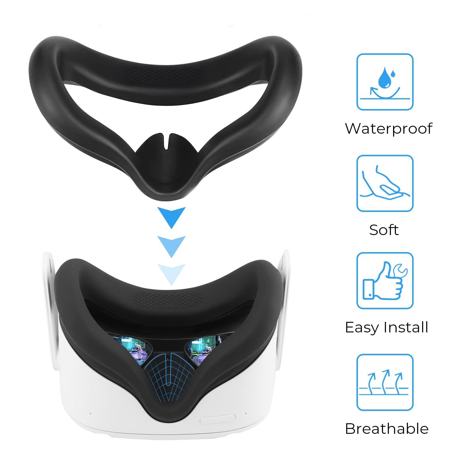 Hevanto Correa para Oculus Quest 2, Correa Elite Reducir la Presión de la Cabeza, Ajustable Correa Reduce la presión de la Cabeza, Accesorios para Oculus Quest 2