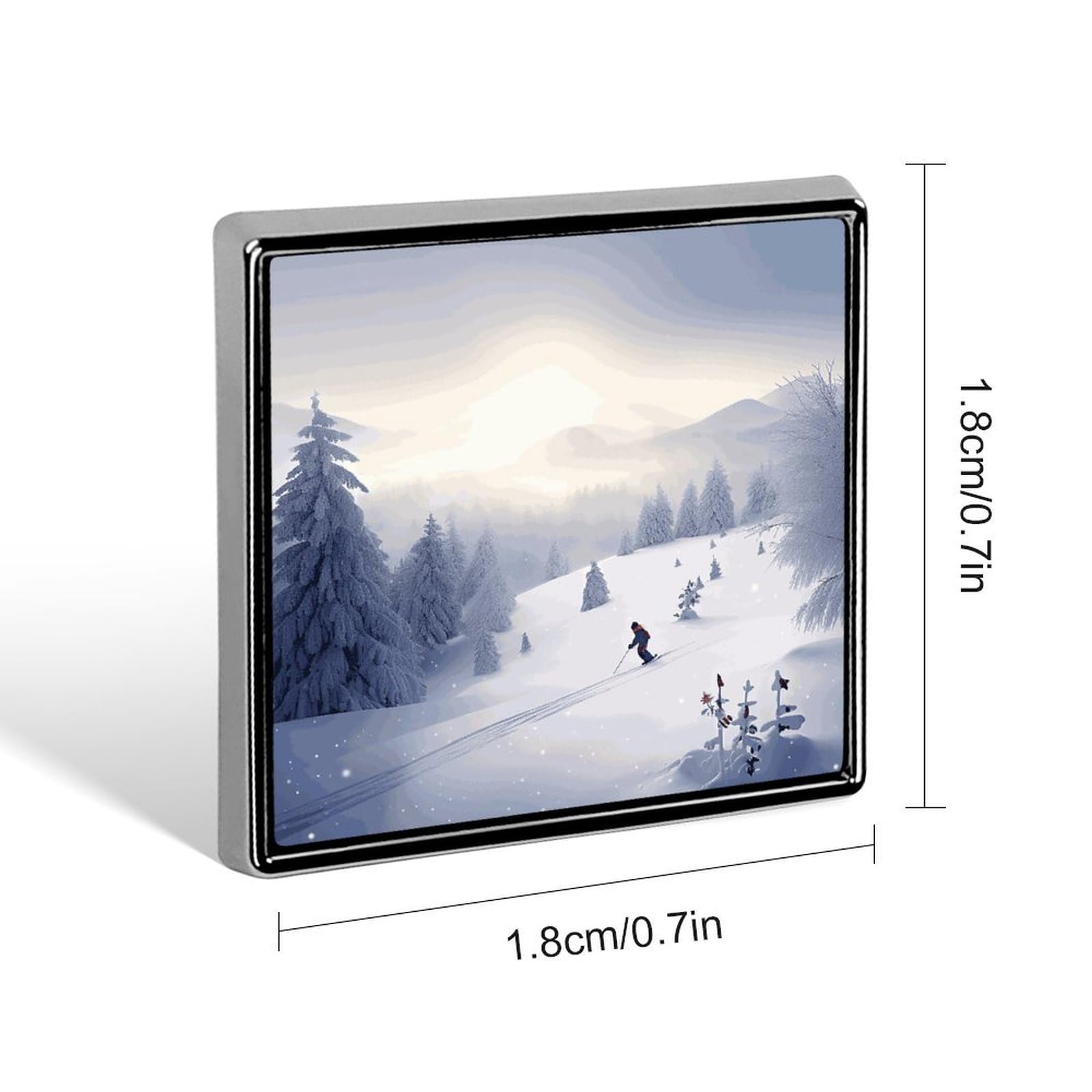 Square Lapel Pins Winter Skiing Metal Square Brooceh Badge for Suits, Backpacks & Hats, Lapel Accessory