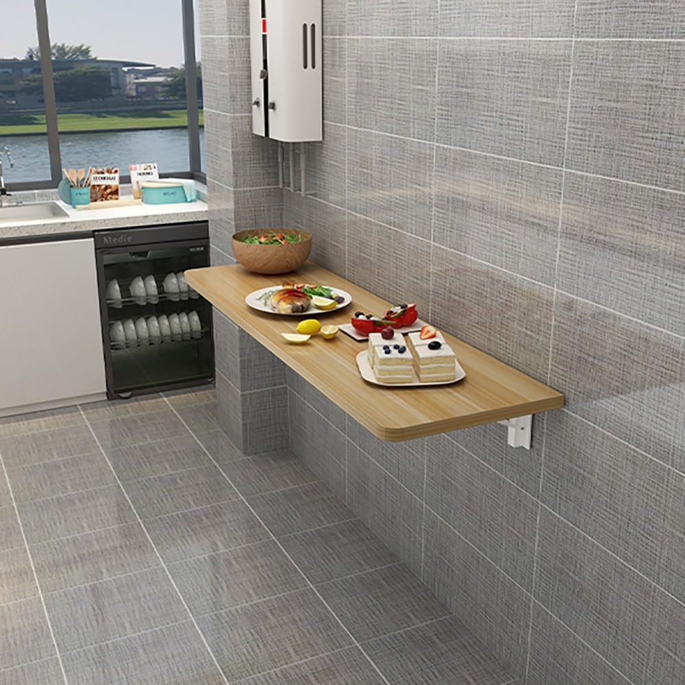 Scrivania invisibile da parete, banco da lavoro pieghevole per garage, casa, ufficio, cucina e sala da pranzo (teak 70 x 30 cm), design elegante e salvaspazio