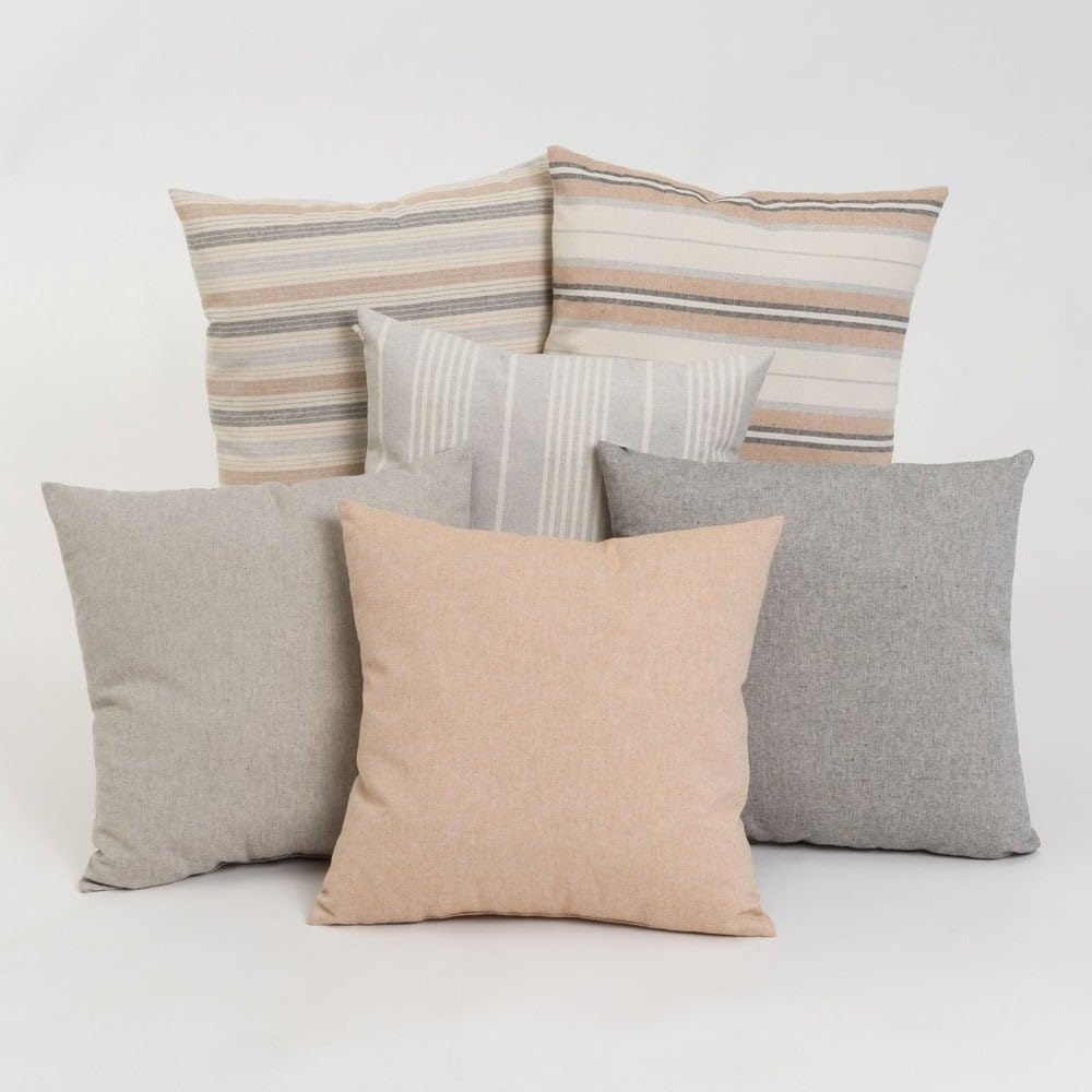Set 6 Cojines Decorativos 45x45 cm Marrón y Gris con Relleno para Sofá