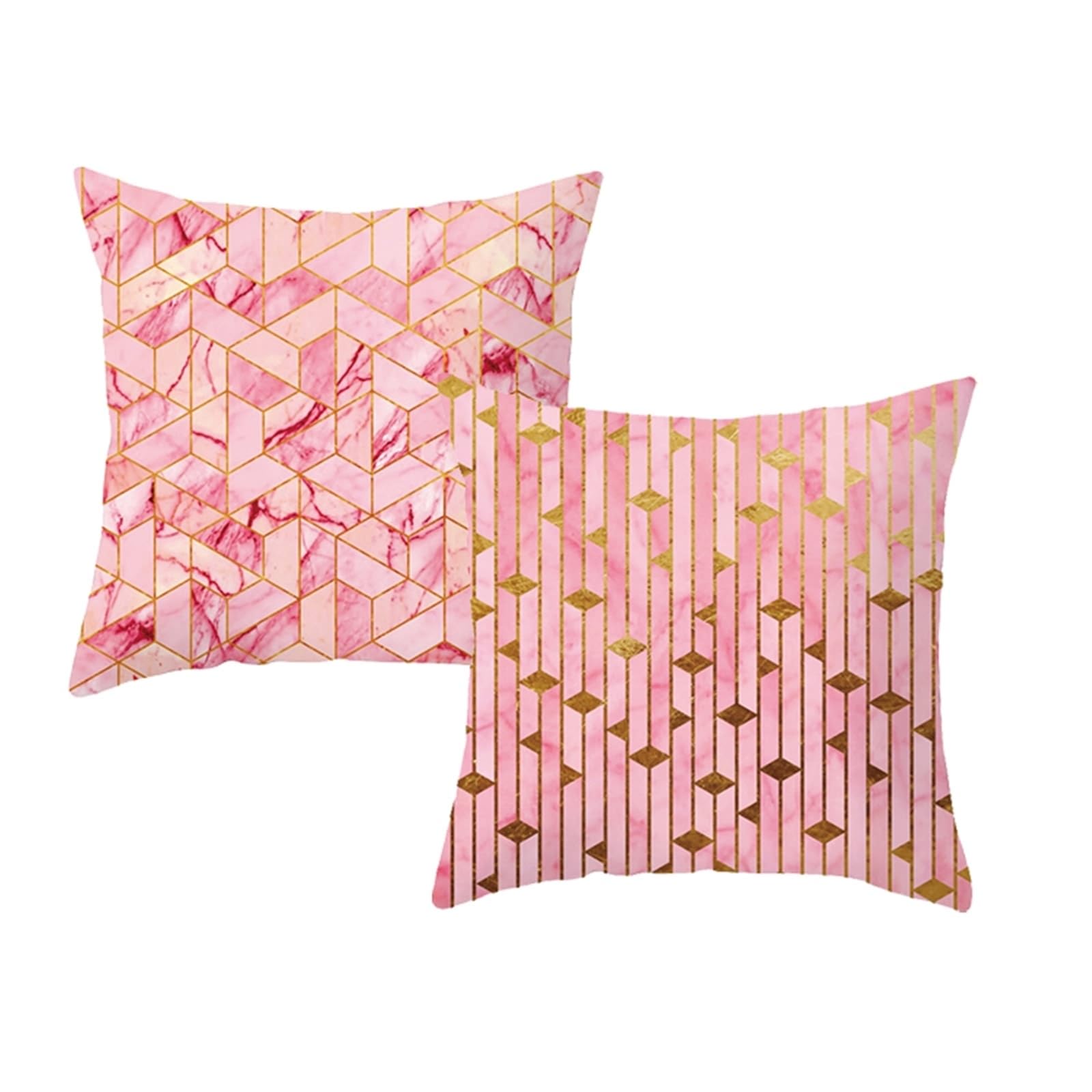 Housses de coussin rose doré 50x50 cm pour rénover un canapé fatigué
