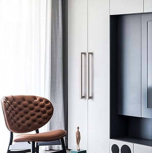 Miniatura 6 de Paquete de 30 tiradores de gabinete de 11-310 pulgadas (11.339 in) con agujero central de níquel cepillado, manijas de tocador de barra cuadrada,