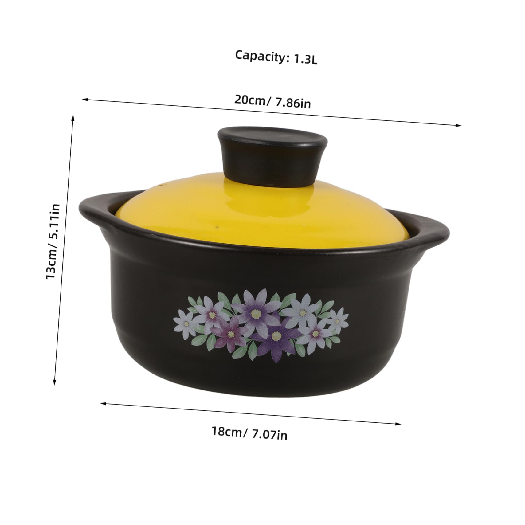 Cazuela de Barro para Sopa 1.3l Doble Asa, Utensilio de Cocina de Arcilla para Restaurante y Tienda de Alimentos, Excelente Conducción de Calor