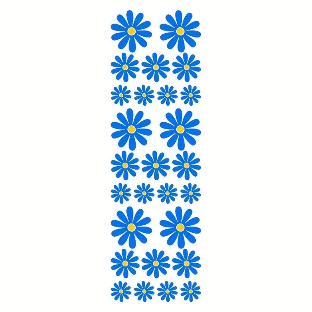 Daisy Flower Vinyl Sticker Self Adhesive Waterproof Decal for Car Truck SUV Laptop Wall(Blue)