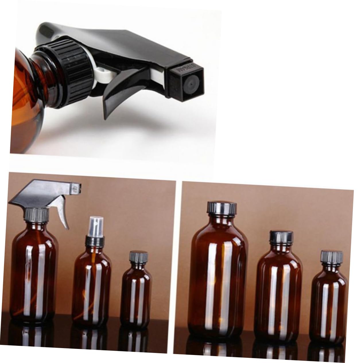 500ml Flacon Lot de 6 Pulvérisateur Rechargeable en Verre, Marron