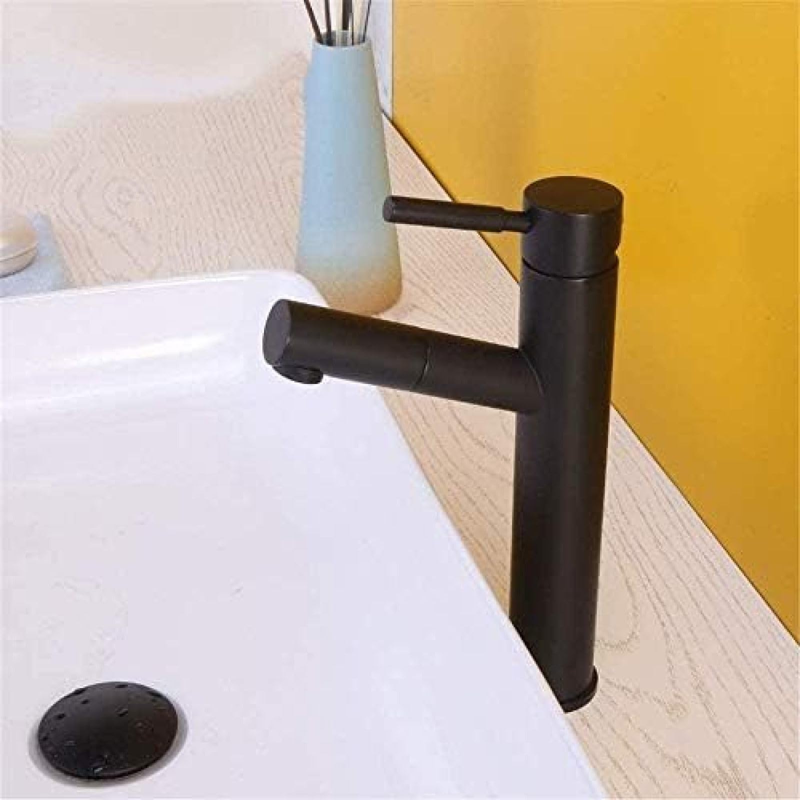 Grifo del baño,Grifo Grifo para Lavabo de baño Grifo para Fregadero extraíble de latón Macizo Grifo Monomando Grifos de Agua montados en Cubierta con un Solo Orificio, grifos para Fregadero