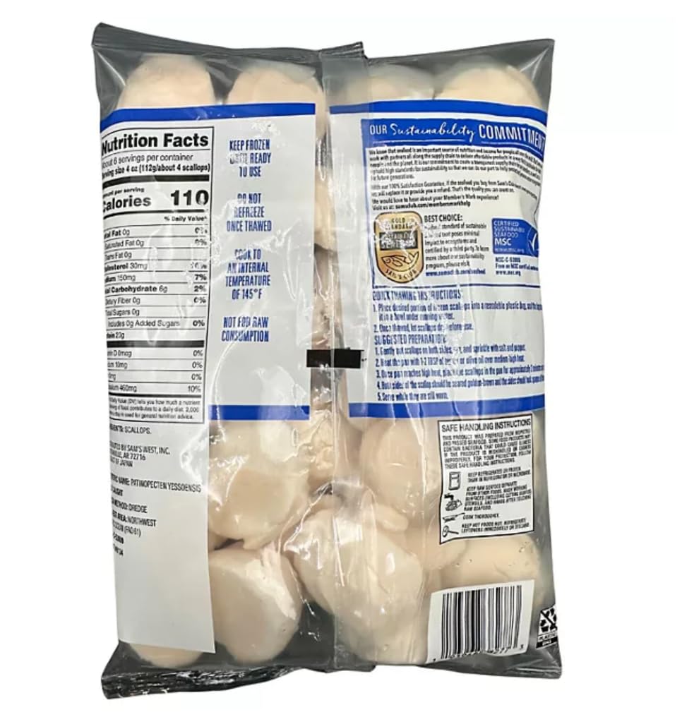 [Pack of 4] Wild Caught Japanese Hokkaido Sea Scallops – 10-20 ct. per Pound, 1.5 lbs Each – No Preservatives, Shucked at Sea – Ship Frozen w/Express, Insulated Box & Ice Packs