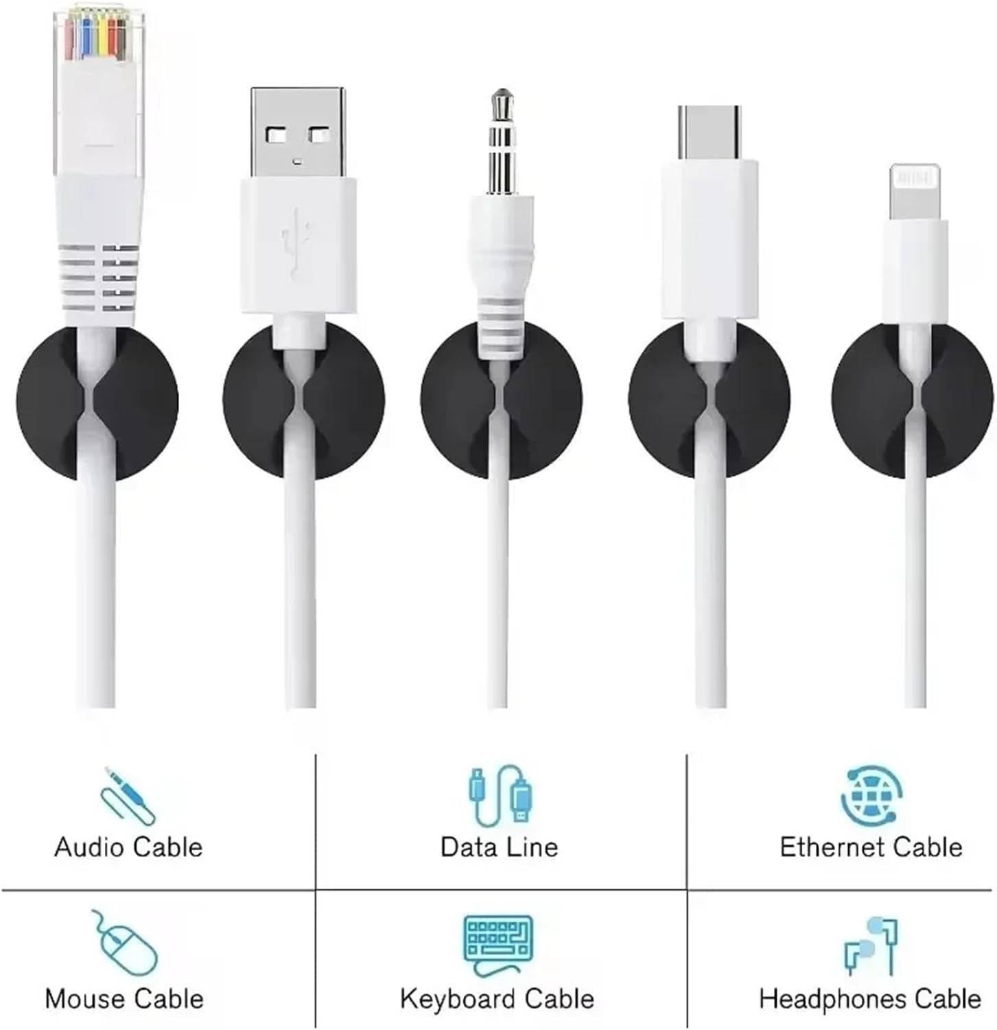Phone Cord Holder for Nightstand 200 Pcs Desktop Cable Clips Portable Adhesive Management Charger Wire Holder Cord Organizers For Home Office Car Nightstand(White)