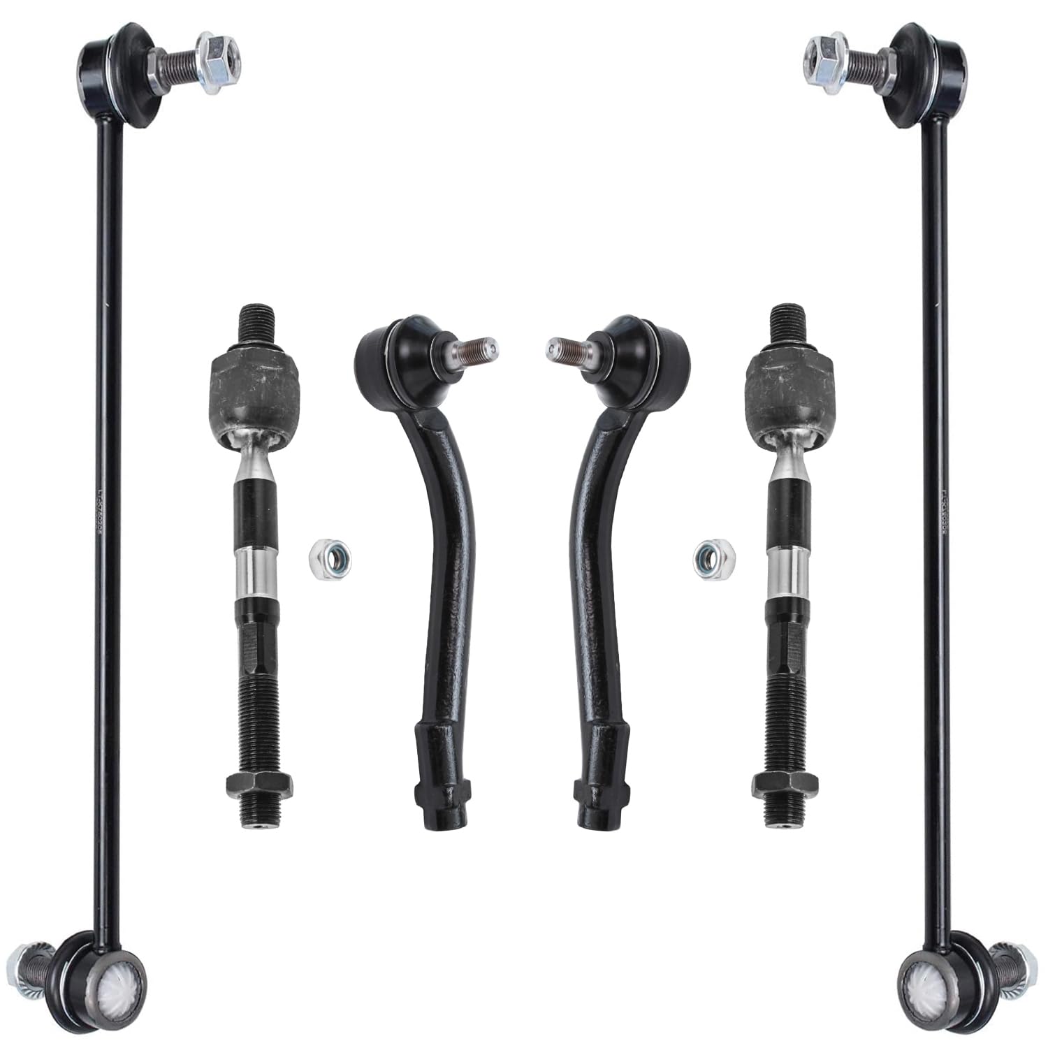 Detroit Axle - 6pc Front Suspension Kit for Hyundai 2007-2012 Santa Fe, Kia 2011-2013 Sorento, 4 Inner and Outer Tie Rod End Links 2 Sway Bar Links