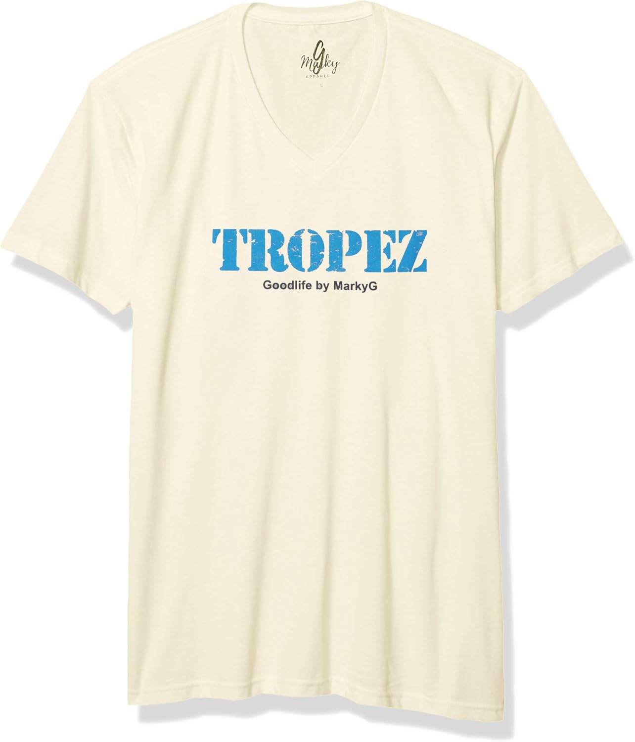 St. Tropez Printed Premium Tops Fitted Sueded Short Sleeve V-Neck T-Shirt