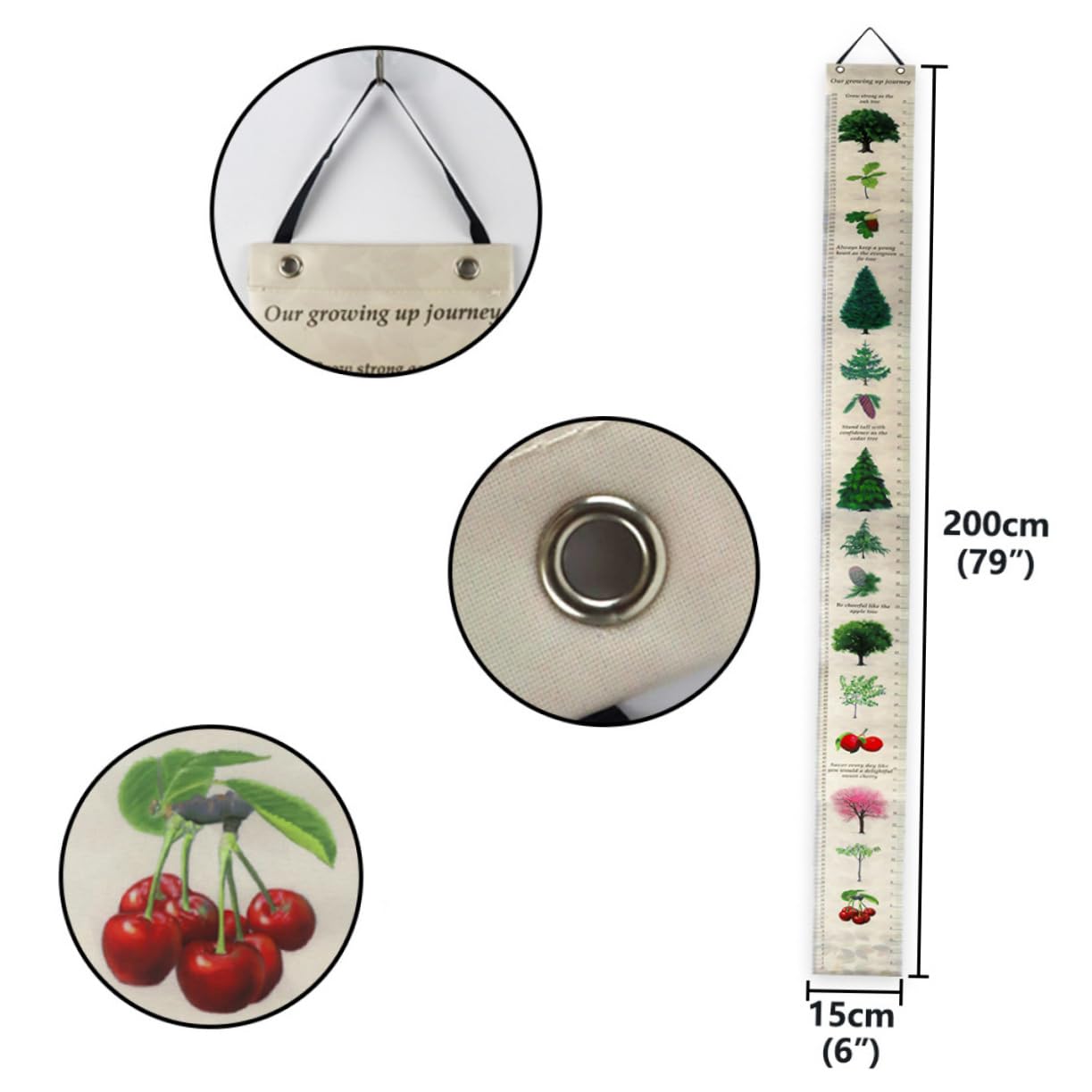 PRETYZOOM Height Measurement Ruler for Printed Plant Pattern Growth Chart Wall Hanging Easy to Install Nursery Decor for Height Tracking and Recording Memories