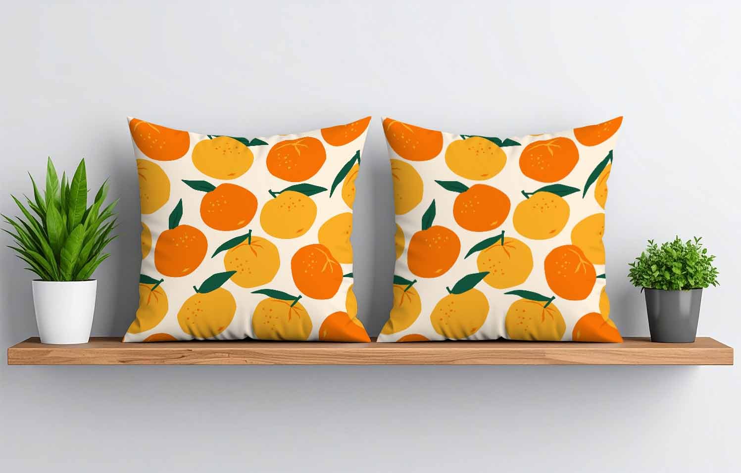 Cushion Covers Set of 2 Pack 45 x 45 cm Soft Short Plush Oranges Summer Fruits Decorative Throw Pillow Cases Cute Pillow Cover for Sofa Bed Garden Outdoor Decor with Invisible Zipper Pillow Covers - Image 2