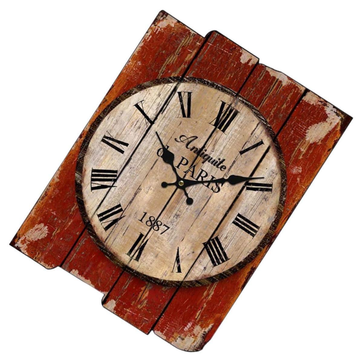 Fini le bruit avec cette horloge murale decorative en bois rustique pour salon