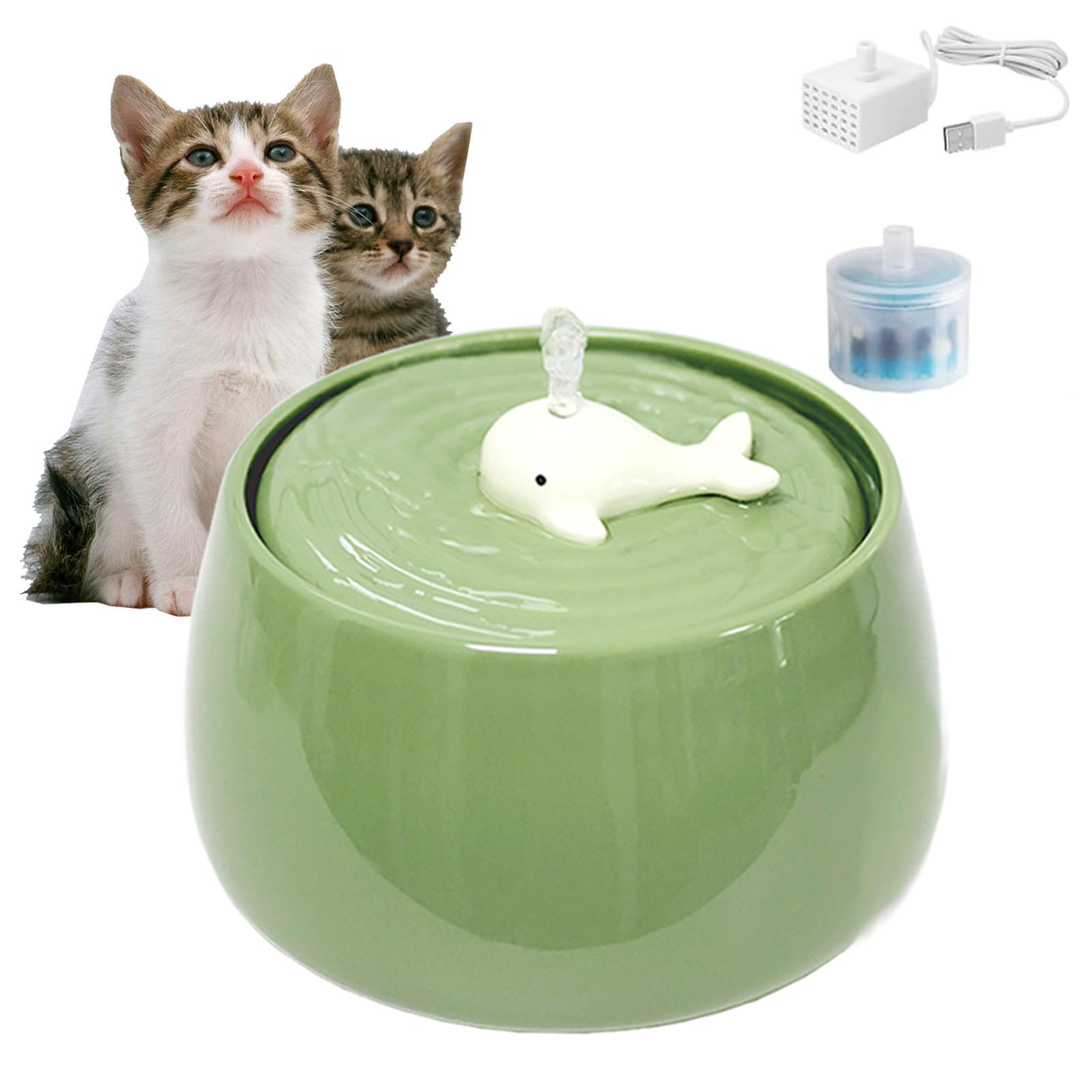 Ceramic Cat Water Fountain 45oz 3l Ultra Silent Automatic
