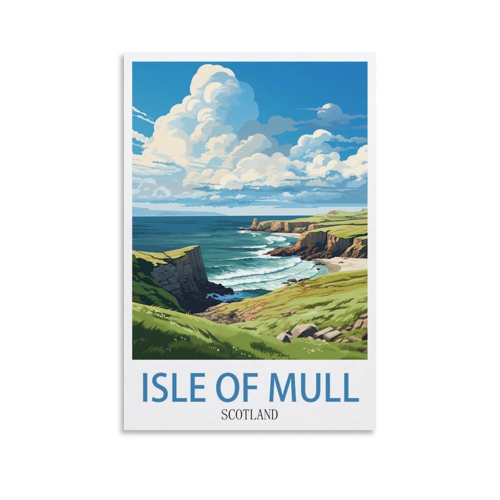 EZMLFA 5D Diamond Art Kits for Beginner,Isle of Mull Scotland,DIY Round Full Drill Crystal Art Craft Painting for Home Wall Decor 40x50cm