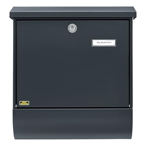 Burg Wächter Briefkasten mit Zeitungsfach und Namensschild, Verzinkter Stahl, Einwurf-Format DIN C4, Inkl. 2 Schlüssel, Set Vario ANT, Anthrazit (ähnlich RAL 7016), SET VARIO 86720 ANT
