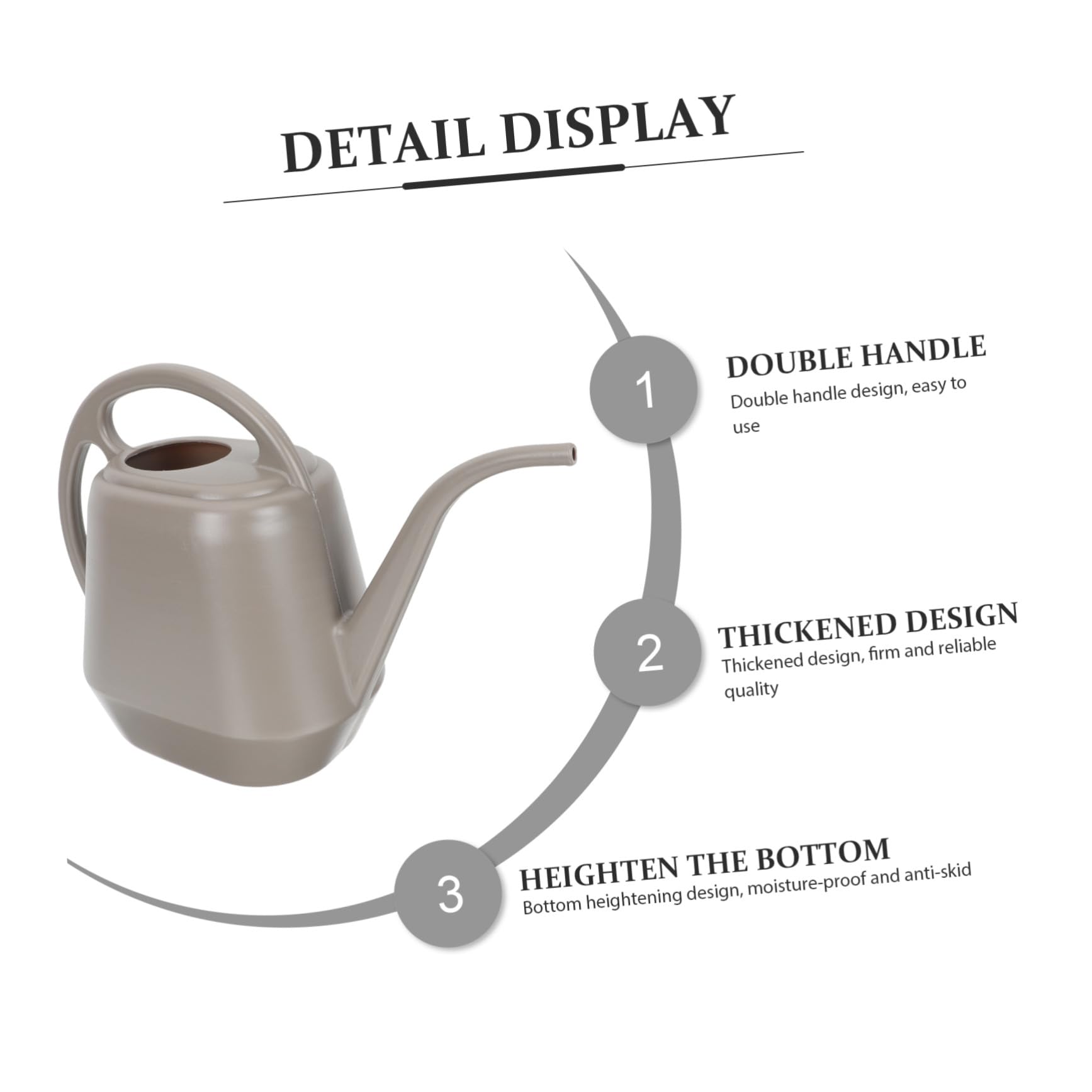 Regadera para Flores de Interior y Exterior Boquilla Larga, Capacidad 4l, Plástico Resistente Color Café para Riego de Plantas y Suculentas
