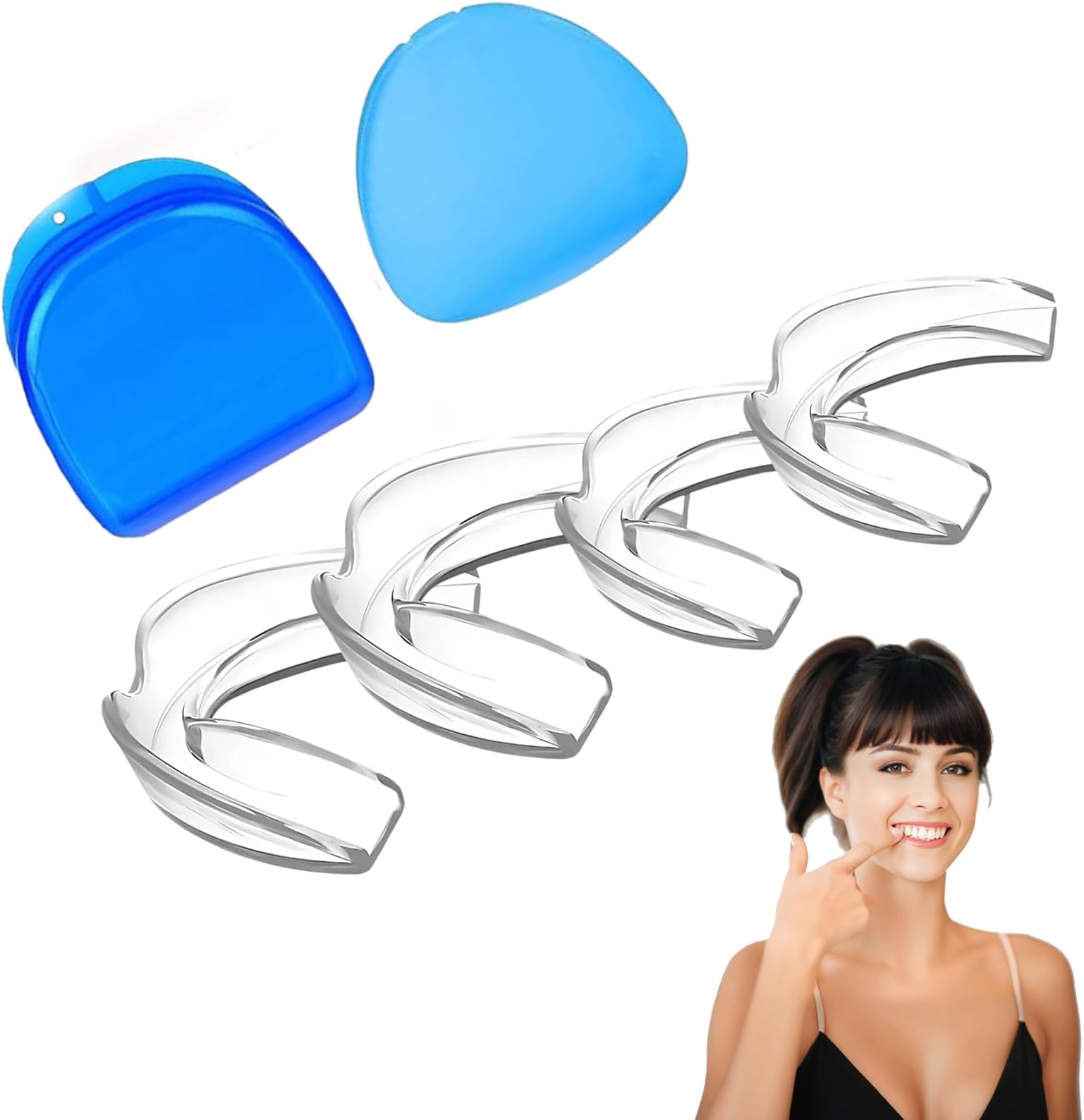 4PCS Professional Mouth Guards to Prevent Teeth Grinding - 2 Sizes, Includes 2 Hygiene Boxes