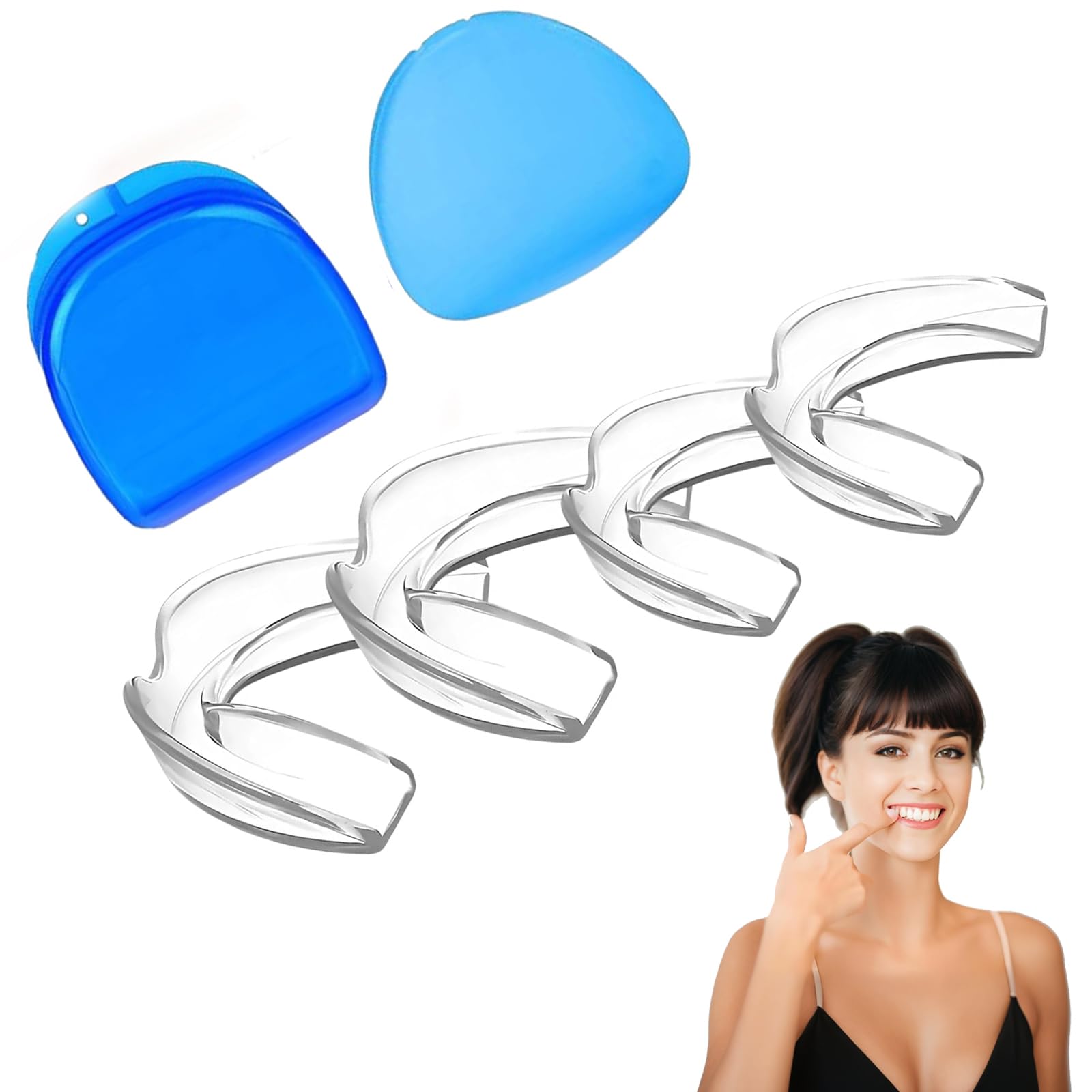 Duomama 4PCS Professional Mouth Guards to Prevent Teeth Grinding - 2 Sizes, Includes 2 Hygiene Boxes