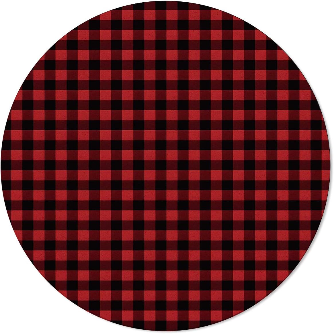 Round Area Rugs Red Black Buffalo Check Plaid Rug Soft Carpets Indoors/Bedroom