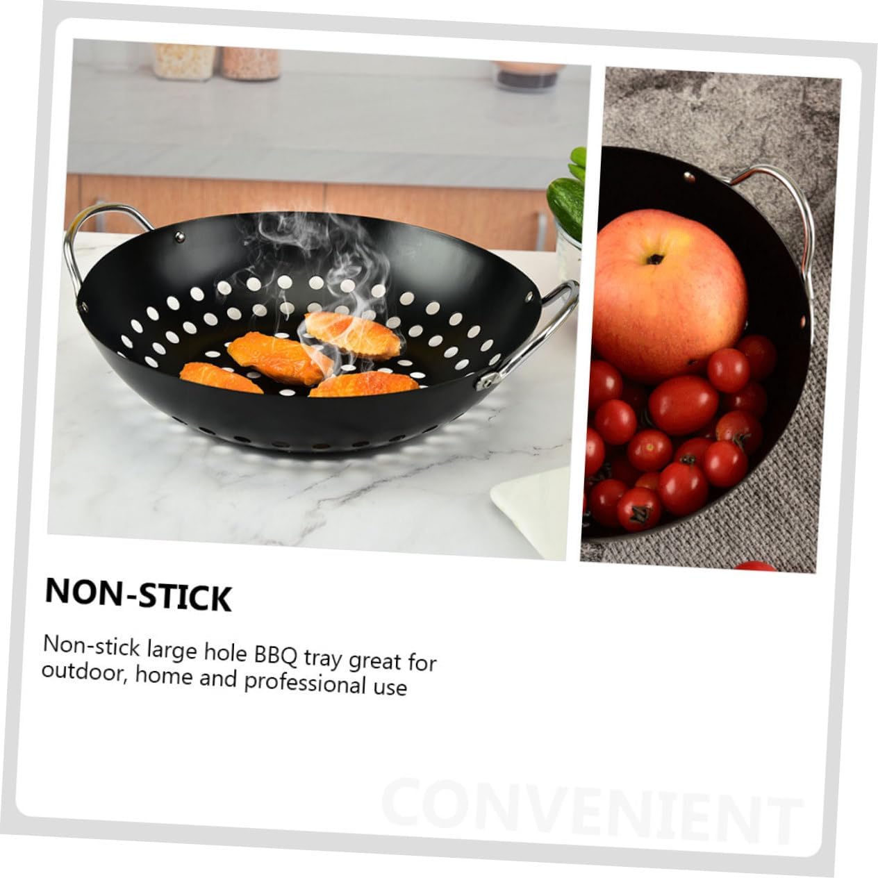 Abaodam Non Stick Bbq Grill Pan Resistant Outdoor Barbecue Plate Easy to Pan for Camping Durable Design with Rounded Corners for Grilling