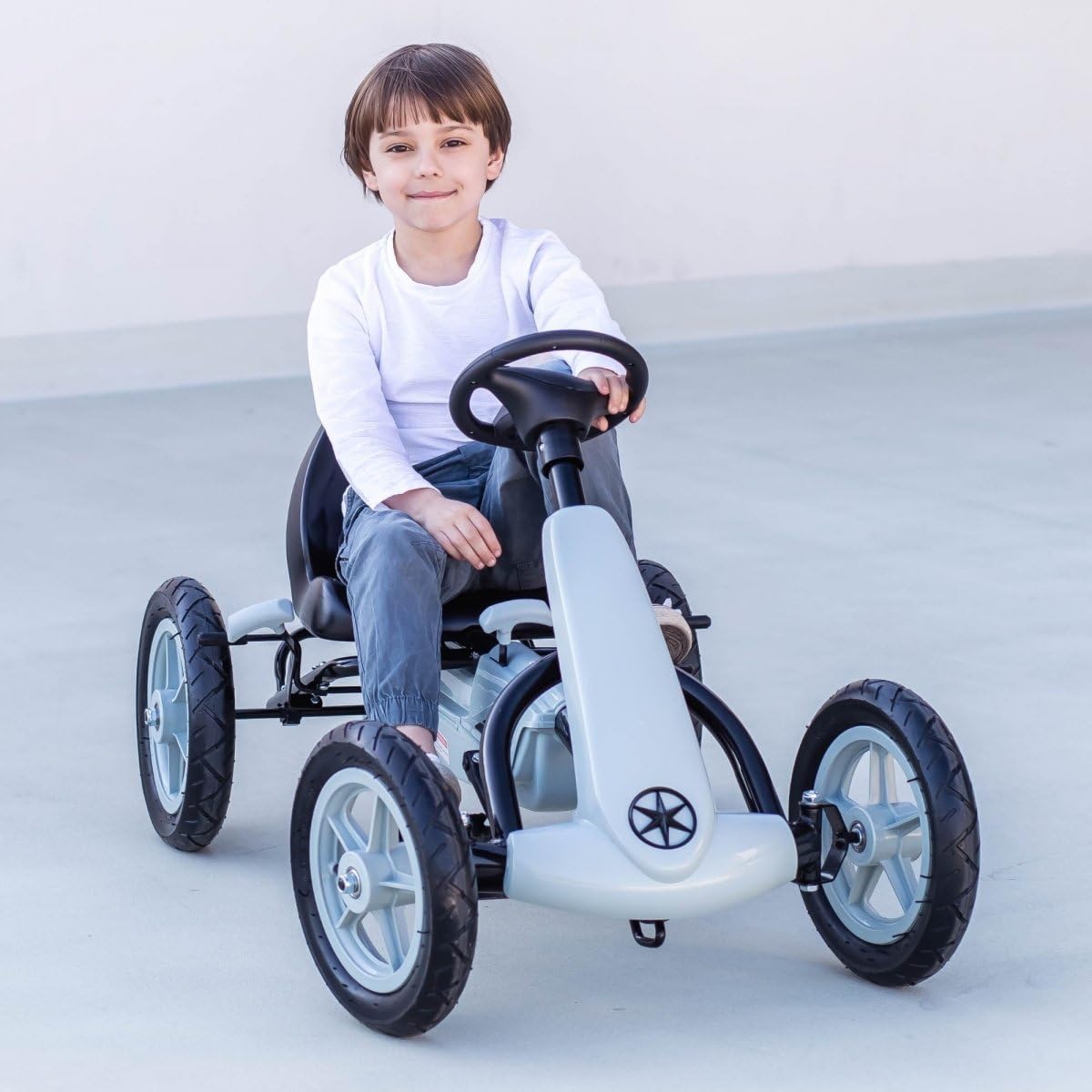 HyperMotion Go-Kart EVOQUE per Bambini (5-8 Anni) con 3 Modalità di Guida - Auto per Bambini Fino a 50 kg, Colore Grigio