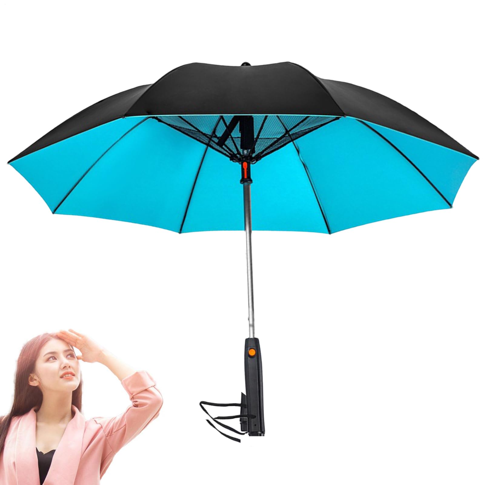 Genérico Paraguas Con Ventilador - Paraguas De Viaje 3 En 1 Con Ventilador Y Señor | Sombrilla De Enfriamiento Protección UV | Abanico Refrigeración Con Nebulizador Para Pesca, Golf, Terraza, Y Viaje