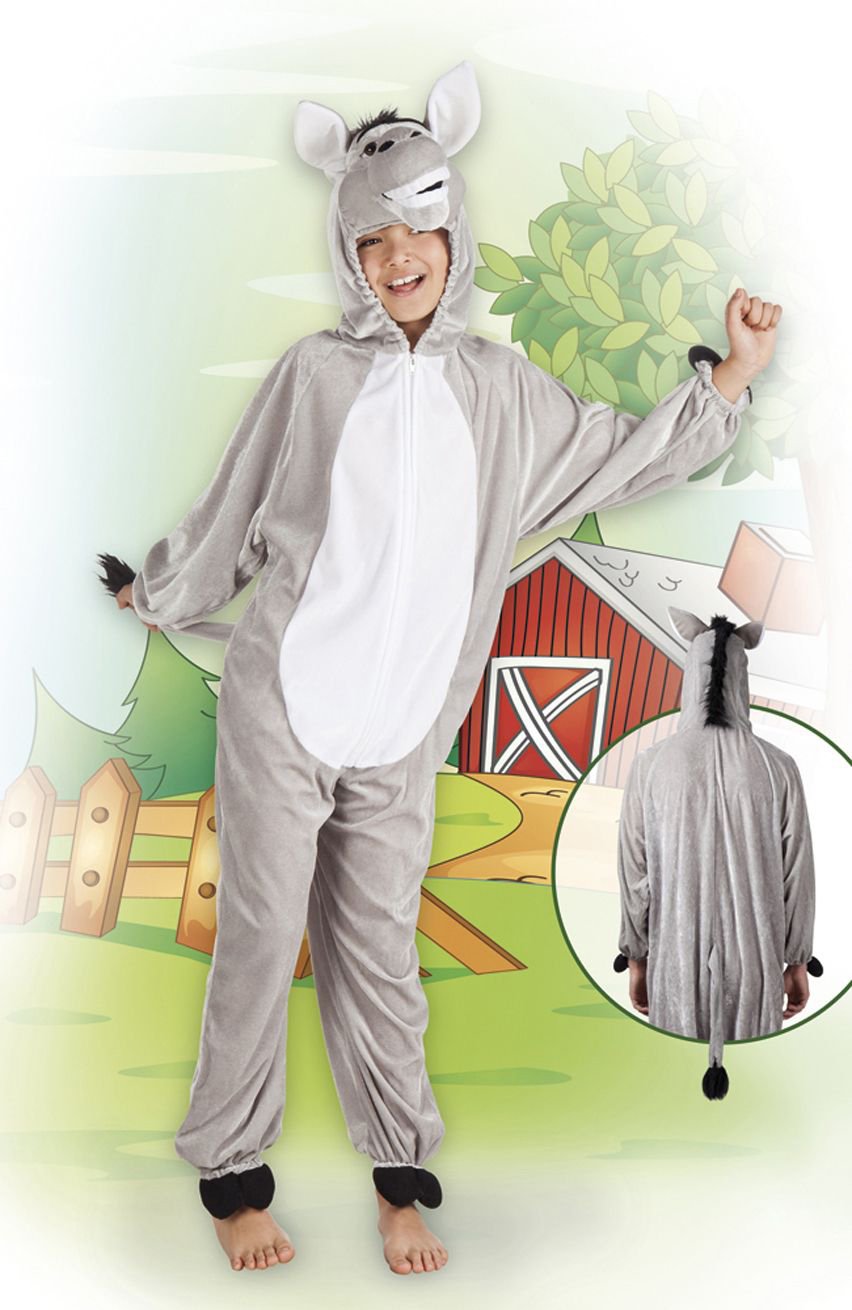 Boland - Kostüm für Kinder Esel aus Plüsch, Overall mit Kapuze, Faschingskostüme, Verkleidung für Karneval