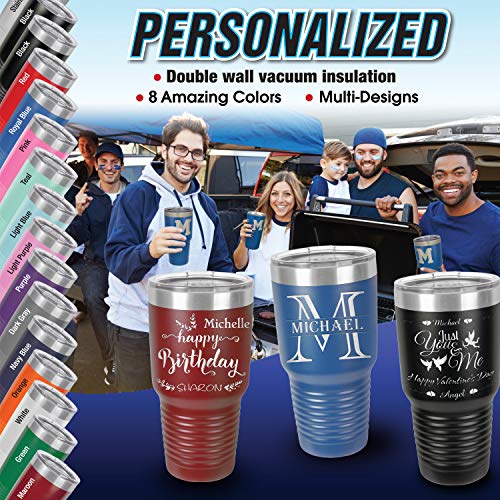 Personalized Tumblers 30Oz With Lids And Optional Straws, Your Name Or Text Engraved In Usa Customized Cups, Stainless Steel Vacuum Insulated Coffee Mugs, Father's Day Gifts By Iproductsus (Black) #TOP7