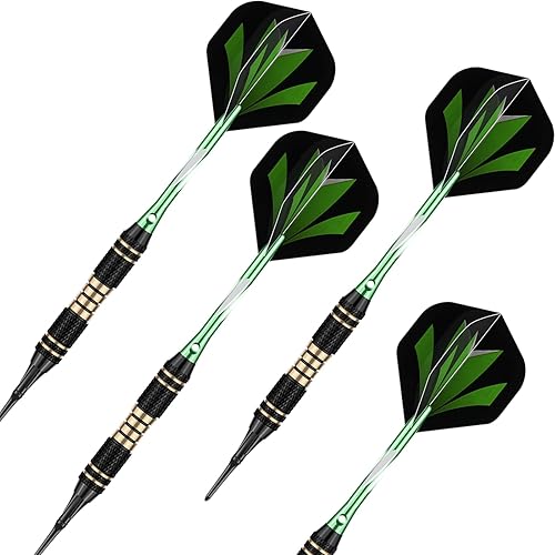 Miniatura 5 de Juego de dardos de punta suave de 180.71 oz, punta de plástico profesional con barril de latón + ejes de aluminio + 50 juntas tóricas de goma + 6