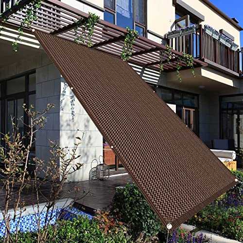 Protection solaire extérieur avec bâche ombrage marron à oeillets - 2